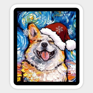 Smiling Corgi Santa Sticker